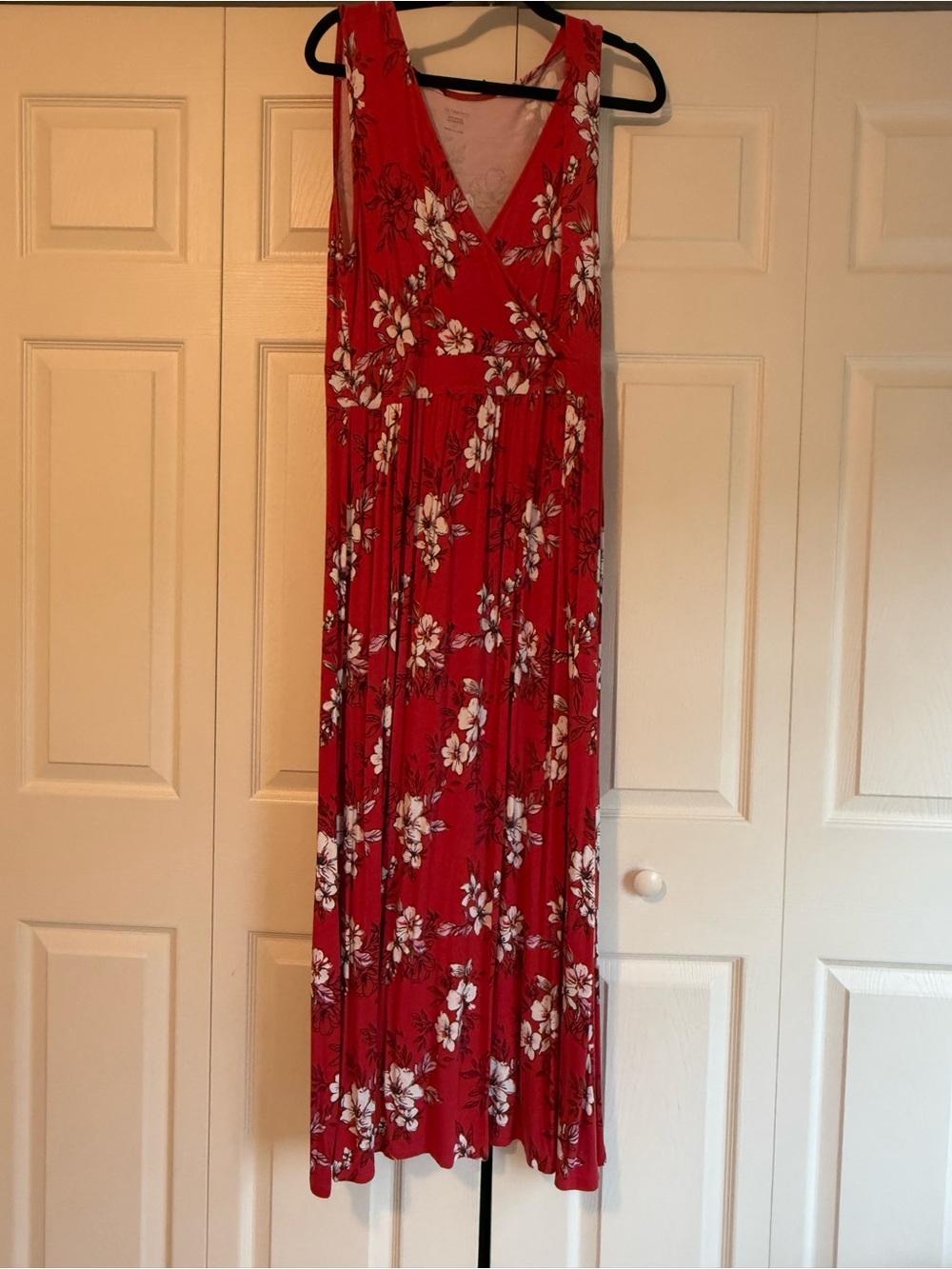 41 Hawthorn Red Floral Sleeveless V-Neck Maxi Dress